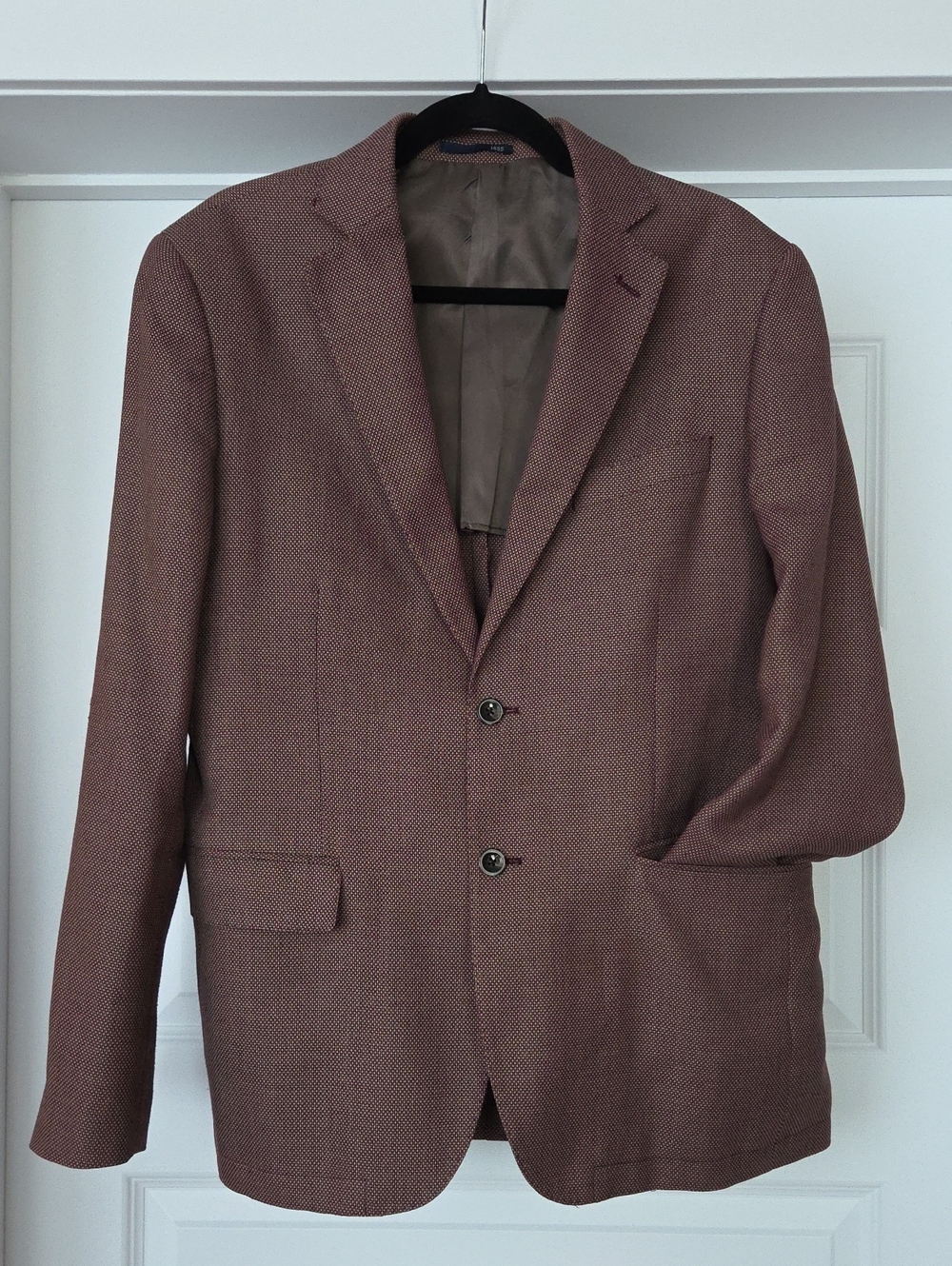 Dan John Bordeaux Textured Two-Button Blazer, Size 42R